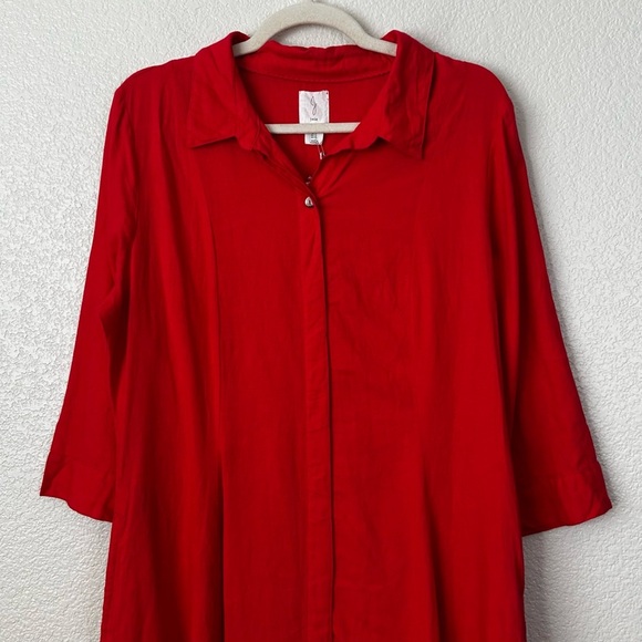 NWT Joie Linen Blend Red Button Down 3/4 Sleeves Maxi Dress, Size XL - Picture 2 of 11